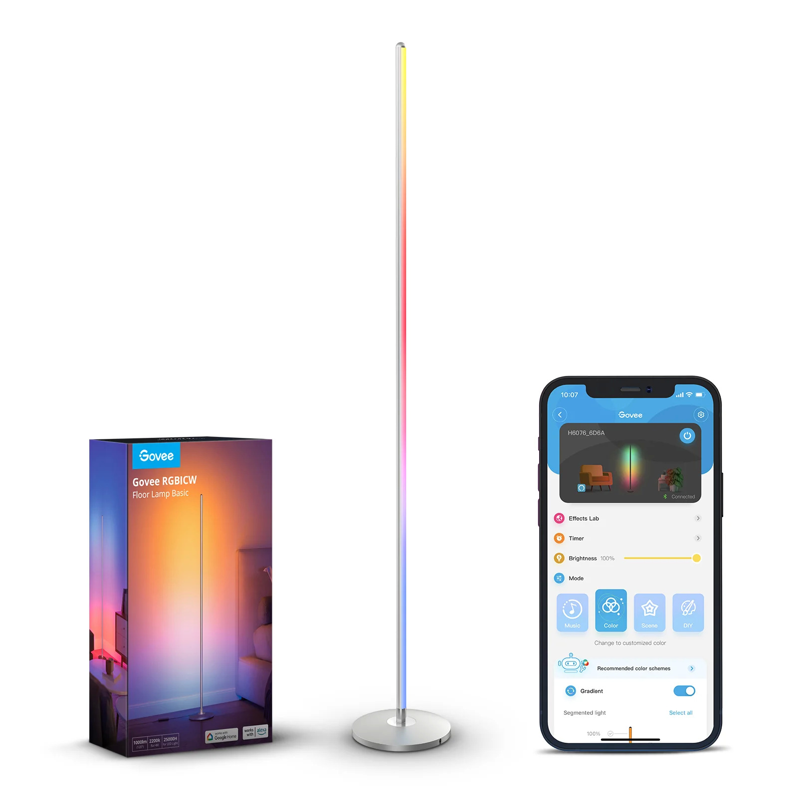 Govee RGBICW Dimmable 1000 Lumen Smart Corner Floor Lamp (Black or Silver) $53.98 + Free Shipping ALL TIME LOW