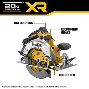 DEWALT 20V MAX XR Brushless Cordless 7-1/4 in. Circular Saw, Tool Only (DCS590B) $184.5