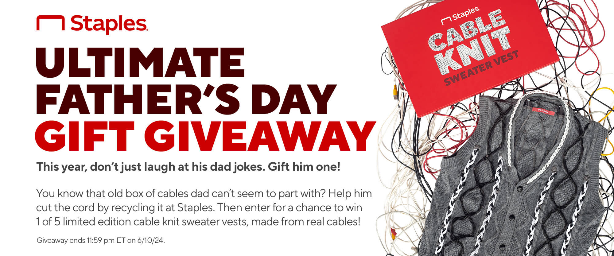 Staples Ultimate Father's Day Gift Giveaway (purchase or AMOE)  6-10-24
