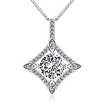 J.Rosee 925 Sterling Silver Square Cubic Zirconi-Accent Pendant Necklace, 18&quot;--$14.99