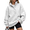 Trendy Queen Womens Oversized Sweatshirts with Snap Button Henley Collar | Soft Fleece Pullover with Pockets Tops Fall Winter Clothes 2026 Cute Fashion Outfits $19.99