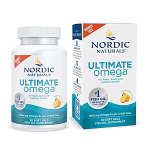 Nordic Naturals Ultimate Omega, Lemon Flavor - 90 Soft Gels - 1280 mg Omega-3 $28.68