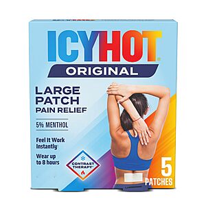 Icy Hot Medicated Patch Extra Strength Pain Relief Patch for Back or Large Area, 5 Count $4.19
