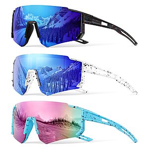 Bziia 3PACK Kids Sunglasses Youth Baseball Sunglasses for Boys Girls Age 4-12,Softball Sports Cycling Goggles UV Protection $9.99
