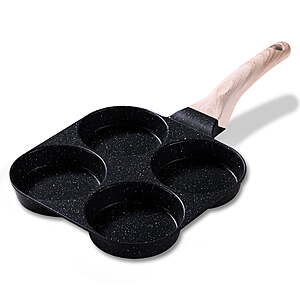 Carote 4-Cup Nonstick Egg and Burger Pan, Breakfast Skillet with Divided Sections, Induction Compatible （Black） $11.99