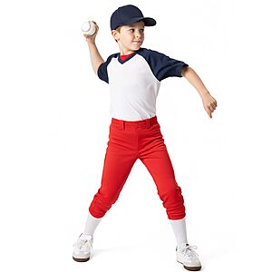 DEVOROPA 2T/3T/4T/5T to Big Kids Youth Boys Baseball Pants Girls Softball Pants Fast Pitch Tee Ball Practice Pants Pockets Red 2T $9.99