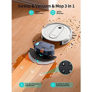Airzeen Robot Vacuum and Mop - 4000Pa Powerful Suction, APP/Alexa Control, 3-in-1 Cleaning Solution with Auto Self-Charging, Perfect for Pet Hair, Carpets, and Hard Floors $119.99