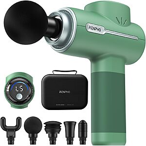 RENPHO Active Massage Gun, Deep Tissue Percussion Back Massager   Carry Case, Green $69.99