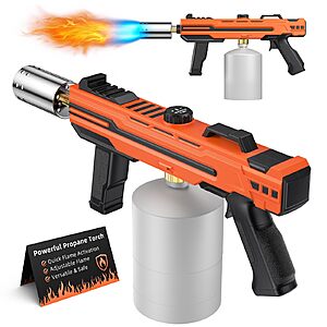 TURN RAISE Powerful Propane Torch Gun w/ Adjustable Flame (Orange) $24 + Free S&H