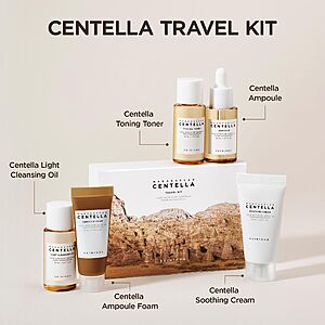 SKIN1004 Centella Travel Kit, Korean Skin Care Set with Toner, Moisturiser, Serum, Cleansing Oil & Cleanser, Travel Size Set $15.39