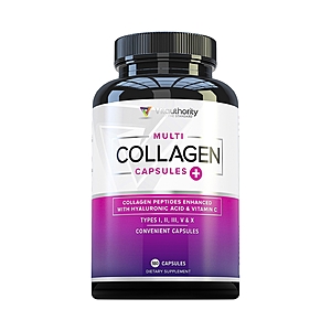 Vitauthority Multi Collagen Capsules, Collagen Peptides Supplement for Hair, Skin, Nails & Joints, Vitauthority, 180ct $34.99