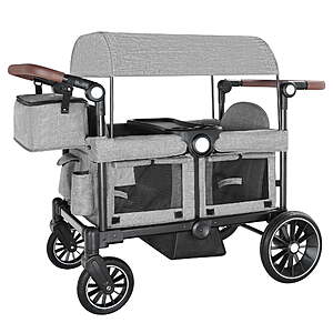 AILEEKISS Collapsible Wagon Stroller for 2 Toddlers with Adjustable Canopy, 44 Pounds, Grey $189.49