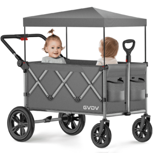 GVDV Stroller Wagon for Kids, 3-in-1 Collapsible Double Stroller Wagon for Toddlers, Gray $99.99
