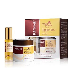 Karseell Collagen Hair Mask & Argan Oil Set, Deep Conditioning Hair Treatment for Dry Damaged Hair, Repair & Moisturize All Hair Types, 16.9 fl oz + 1.69 fl oz $39.59