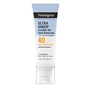 [S&S] Neutrogena Ultra Sheer Invisible Gel Face Sunscreen SPF 40, Facial Sunscreen & Moisturizer 1.7 oz $8.46