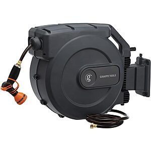 Giraffe Tools Retractable Garden Hose Reel 1/2 Inch x 155 with 5 ft Leader Hose, Heavy Duty, Any Length Lock, Slow Return System, Wall Mounted and 180 Deg Swivel Bracket $183.99