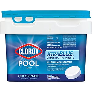 [S&S] Clorox Pool&Spa XtraBlue 3” Swimming Pool Chlorinating Tablets, Kills Bacteria & Stops Algae (25 LB) $93.39
