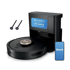 Shark AV2501AE AI Robot Vacuum with XL HEPA Self-Empty Base, Bagless, 60-Day Capacity Black $269.99
