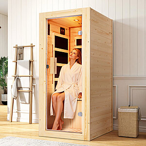 Infrared Sauna 1 Person, Infrared Saunas for Home, 110V Spruce Wood Dry Sauna with Foot Warmer $827