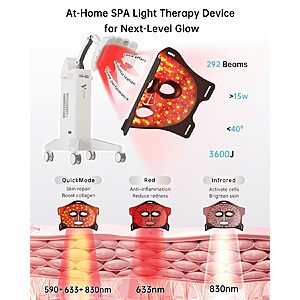 Infrared Red Light Therapy Mask: High Energy Skincare Device for Glowing Skin $46.49
