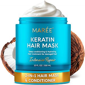 [S&S] MAREE Deep Conditioning Hair Mask for Damaged Hair Treatment &ndash; Keratin Hair Care  10 Fl Oz, White $17.05