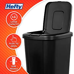 13.3-Gal Hefty Touch-Lid Trash Can (3 Colors) $14.90 