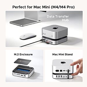UGREEN Mac mini M4 Dock & Stand with NVMe SSD Enclosure, 3 USB A 10Gbps, USB C Data Port, SD Card Reader for M
