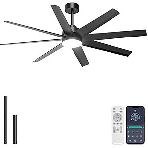 Ohniyou 60-Inch Ceiling Fan With Dimmable Light and Remote