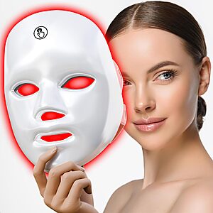 gelpal 7-1 Colors Red Light Therapy For Face，LED Facial Skin Care Mask,Red Light Mask for Face, LED Facial Mask Light,Salon or Home,White. $19.99