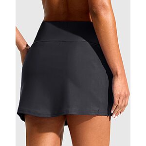 Soothfeel Women's 14" Swim Skirt with Pockets High Waisted Tummy Control Bathing Suit Swimsuit Skirt Modest Tankini Bottoms (Grey,XS) $13.99