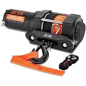 AC-DK 3500 lb ATV/UTV Winch Synthetic Rope Kits, 12V Winch with Wireless Remote for Off Road Trailer Boat RV Towing Winches, Winch with Mounting Plate and Wired Remote $99.98
