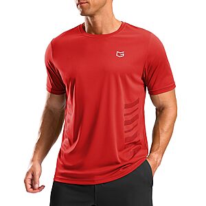 G Gradual Men's Workout Shirts Quick Dry Athletic Running T-Shirts Lightweight Moisture Wicking Short Sleeve Sports Gym Tops(Red,XL) $9.85