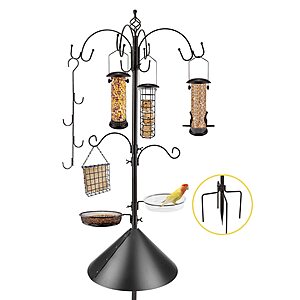 Deluxe Bird Feeding Station Kit Bird Feeder Pole with Squirrel Baffle, Suet Cage, Bath Tray for Planter Hanger - Wildlife-Friendly Design $27.59