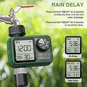 XinFuture Water Timer for Outdoor Garden Hose, Sprinkler Timer for Garden Faucet with Auto/Manual/Rain Delay Mode (1 Zone Plastic Inlet) $14.39