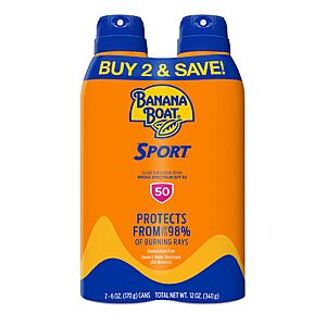 [S&S] Banana Boat Sport Ultra SPF 50 Sunscreen Spray 6oz each Twin Pack $10.48