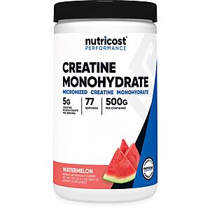 [S&S] Nutricost Creatine Monohydrate Powder (Watermelon) 500 Gram, Micronized $15.32