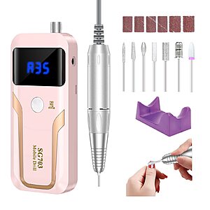 MOCOWIND Portable Nail Drill Professional 35000 RPM, Rechargeable Electric Nail File Machine $19.49
