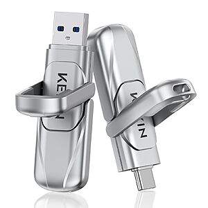KEXIN 128GB Type C Solid State Drive up to 450MB/s USB 3.2 Gen 1 Dual USB A & USB C Flash Drive Metal for iPho