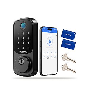 DESLOC B200 Fingerprint Smart Door Lock with App Control, Keyless Entry Deadbolt for Front Door, Auto Lock, Touchscreen Keypad 12-Month Battery, BHMA Grade3 $28.49