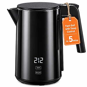Electric Kettle, 1L Stainless Steel Tea Kettle with 7 Temperature Presets BPA-Free, Black $39.79