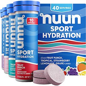 [S&S] Nuun Sport Electrolyte Tablets Mixed Flavors, GF & Vegan, 4 Pack $12.87 @Amazon