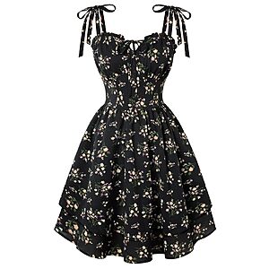 Scarlet Darkness Floral Mini Dress for Women Teens Corset Graduation Sundress $15.79