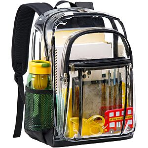 Vorspack Heavy Duty Clear Backpack, 16 Inch Large Clear Bookbag for School $9.99