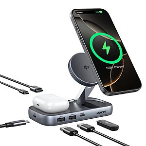 MOKiN 7-in-1 USB-C Docking Hub w/ Qi2 Charging Stand, 4K HDMI, 3x USB & 100W PD $16.50 or Less 