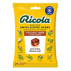 Ricola Cough Drops, Natural Herb , 21 Drops, 1 Count $1.85 @Amazon