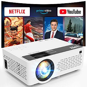 TMY 1080P Mini Projector, Built in Netflix app, 2-way Bluetooth, WiFi6 $49.99