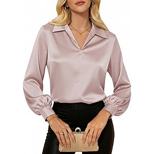 GRACE KARIN 2026 Satin Silk Blouses for Women $9.99