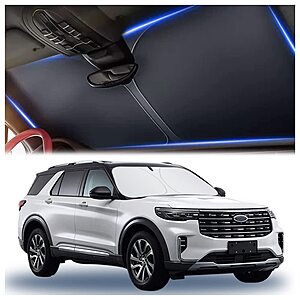 300T Thickened Automotive Glass Sunshade and Comes with Storage Bag,Keep Car Interior Cool,Universal Windshield Sun Shade Fit for Cars,Trucks,SUVs (L: 57.08 * 31.5 inch) $7.19