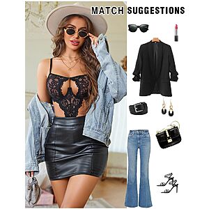 Avidlove Women Front Opening Underwired Lace Bodysuit Sexy Cutout Lingerie $5.99