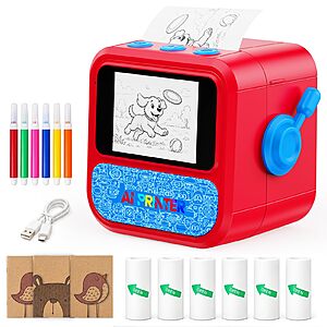 Iyoyo AI Voice Sticker Maker for Kids,Portable Inkless Thermal Image Printer 10 Creative Modes,AI Picture Gene